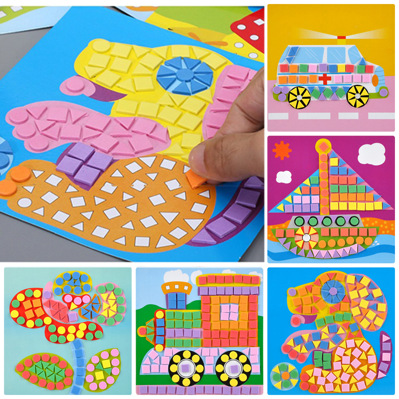Home Decor Scrap - 6/12개 모자이크 그림 DIY 폼 퍼즐