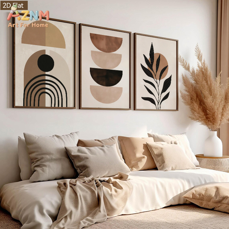 Home Decor Minimal - 1pc/3pcs 스타일리쉬한 프린트 캔버스 모란디 톤의