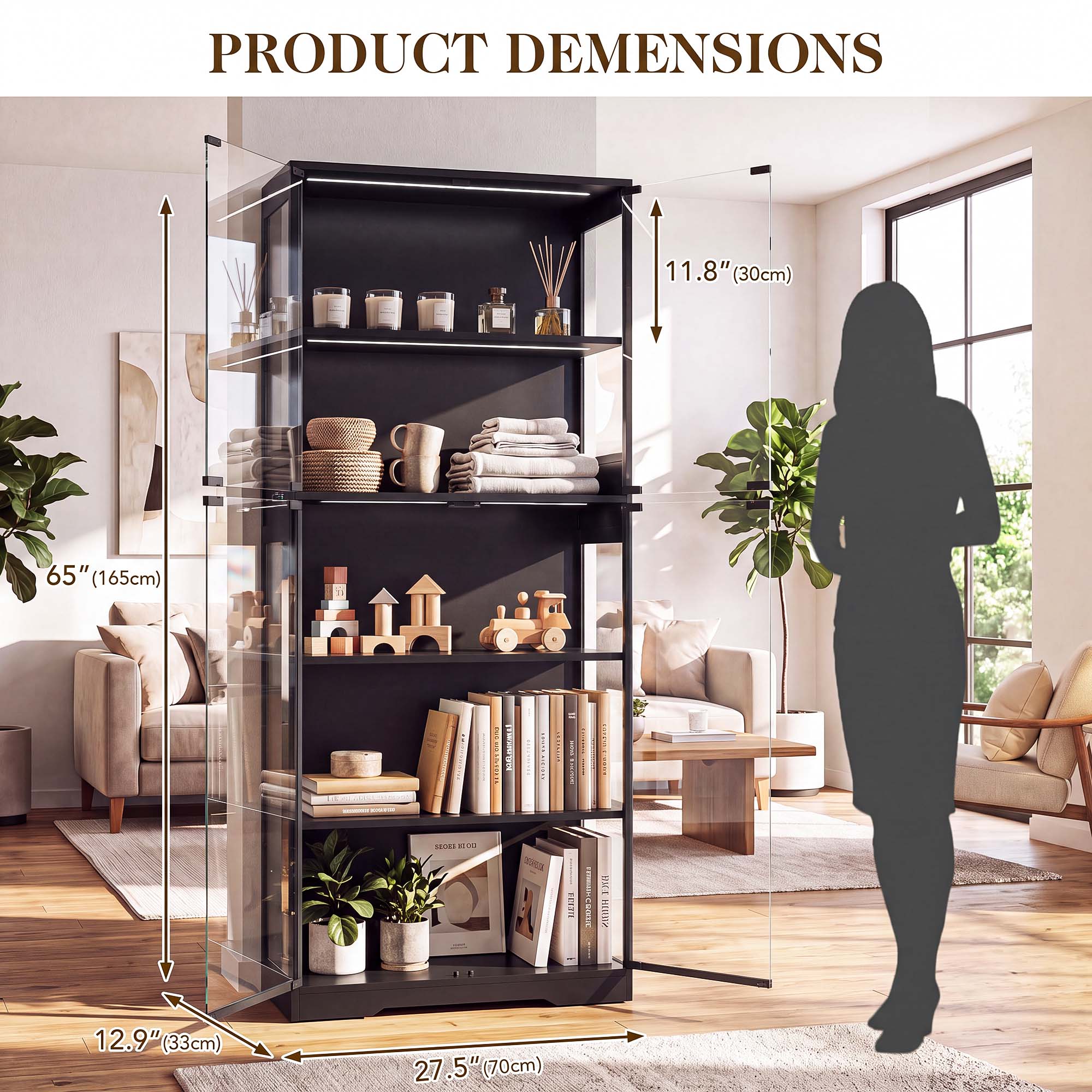 TCGBKAF 5단 디스플레이 캐비닛(유리 도어 포함) - Home Decor Furniture 리뷰 및 가격