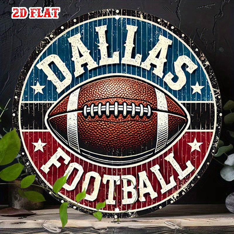 2D 평면, 1개 달라스 풋볼 원형 알루미늄 간판 -  - Home Decor Dallas 리뷰 및 가격