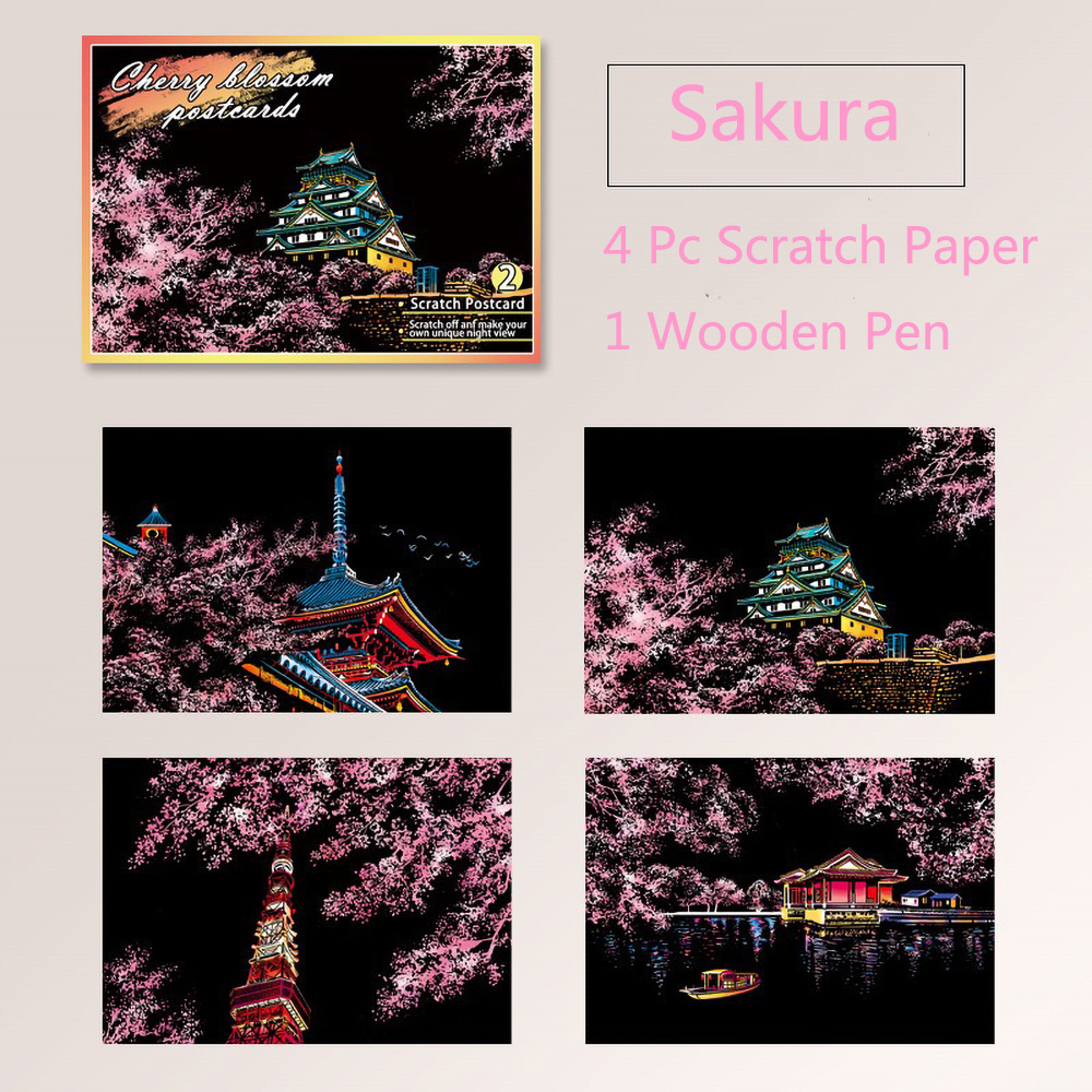 20*14cm DIY 야경 그림 스크래치 다채로운 드로 - Home Decor Scrap 리뷰 및 가격