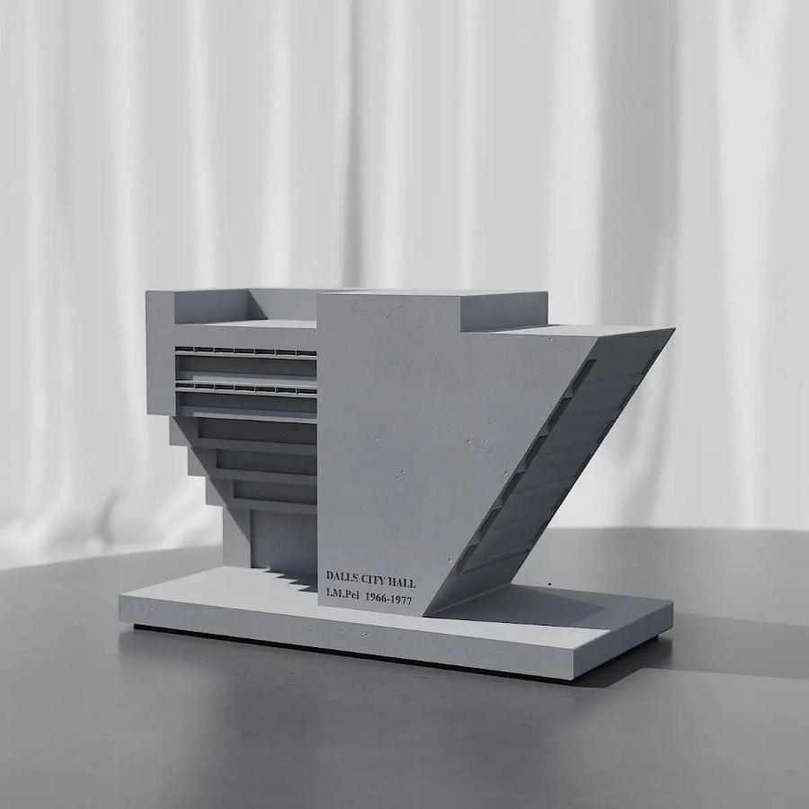 I M Pei 달라스 시청 시멘트 콘크리트 건물 모형  - Home Decor Dallas 리뷰 및 가격