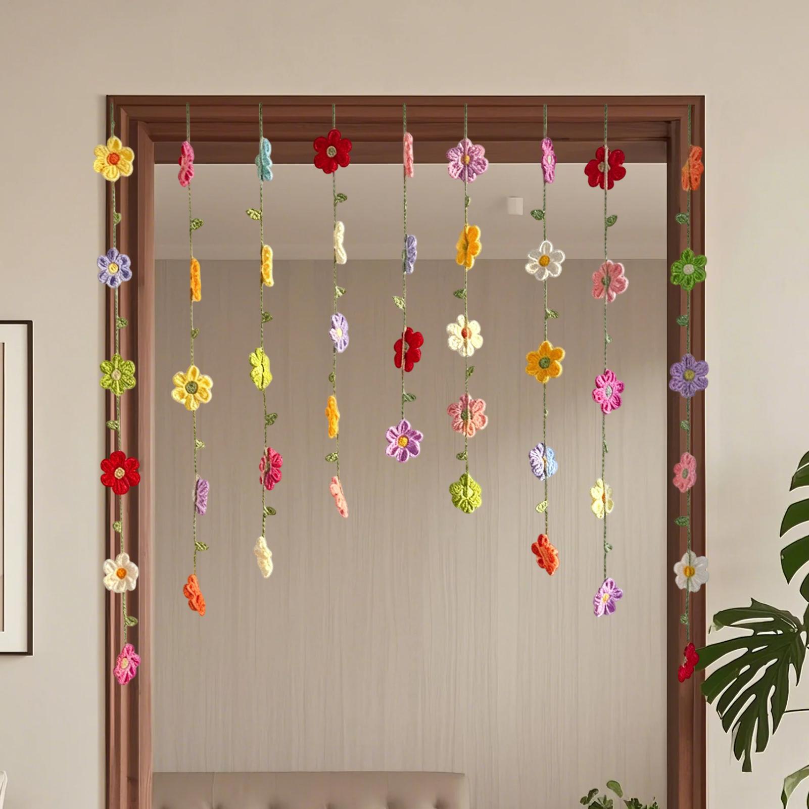 크로셰 가랜드 벽 장식 배경막, 봄 꽃무늬 배너, 가정 - Home Decor Garland 리뷰 및 가격
