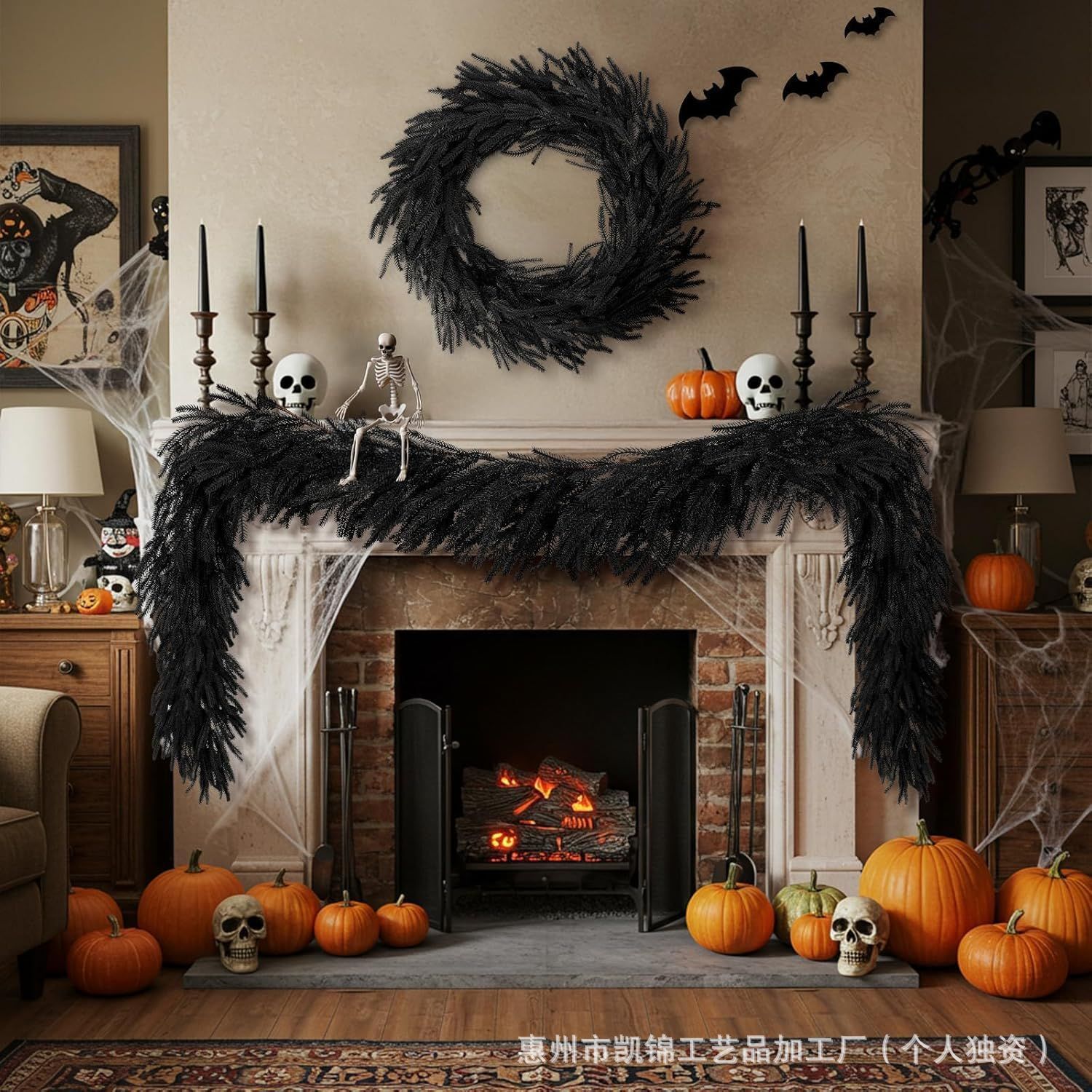 블랙 노퍽 파인 할로윈 라탄 가랜드, 난로, 집, 행사 - Home Decor Garland 리뷰 및 가격