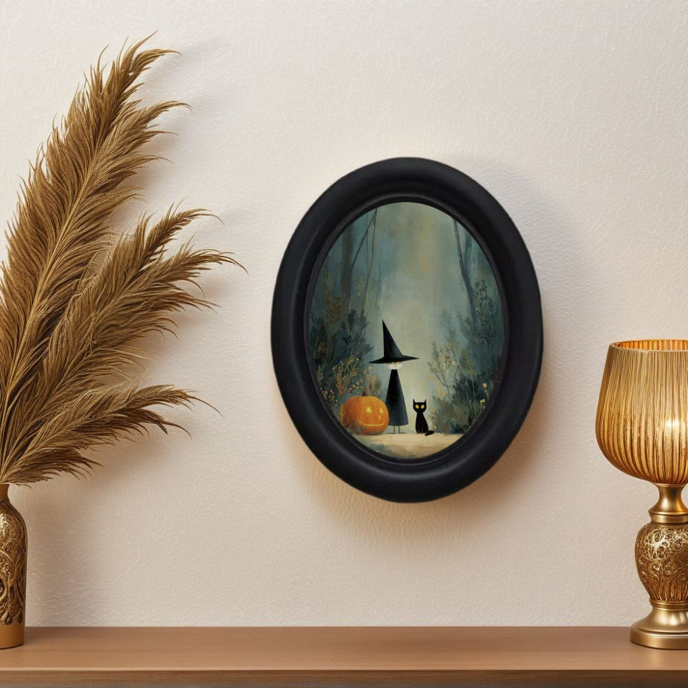 3D 빈티지 할로윈 마녀와 숲 속의 검은 고양이 벽화  - Home Decor Scrap 리뷰 및 가격