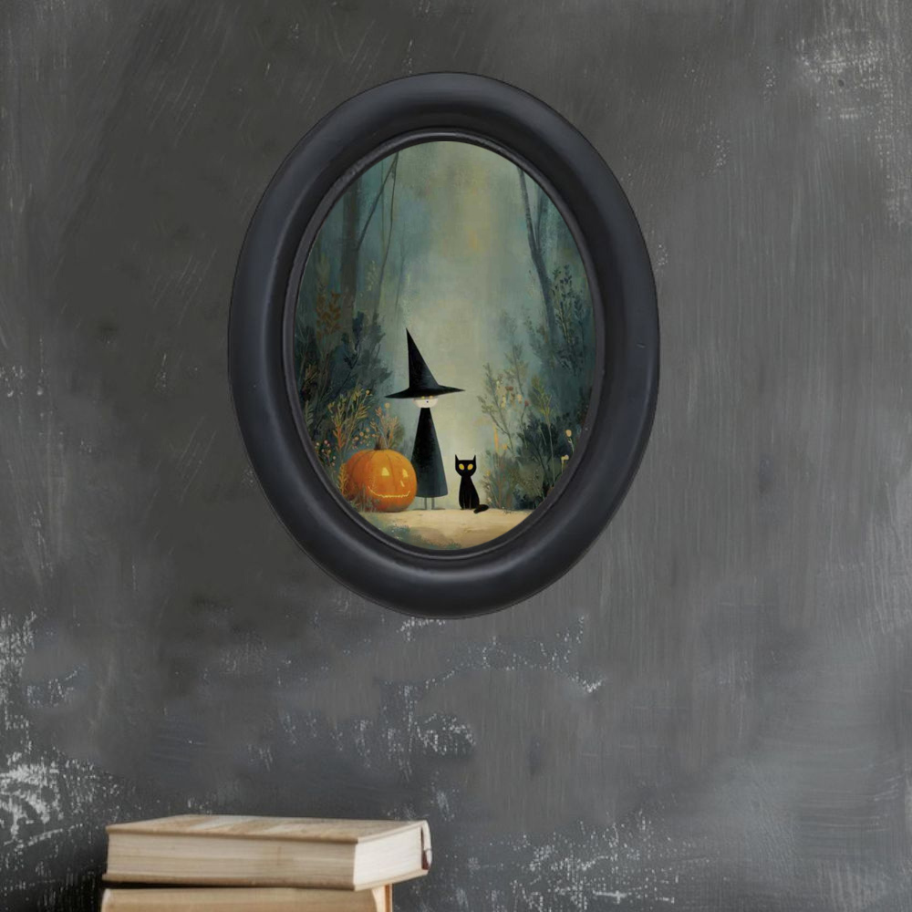 3D 빈티지 할로윈 마녀와 숲 속의 검은 고양이 벽화  - Home Decor Scrap 리뷰 및 가격