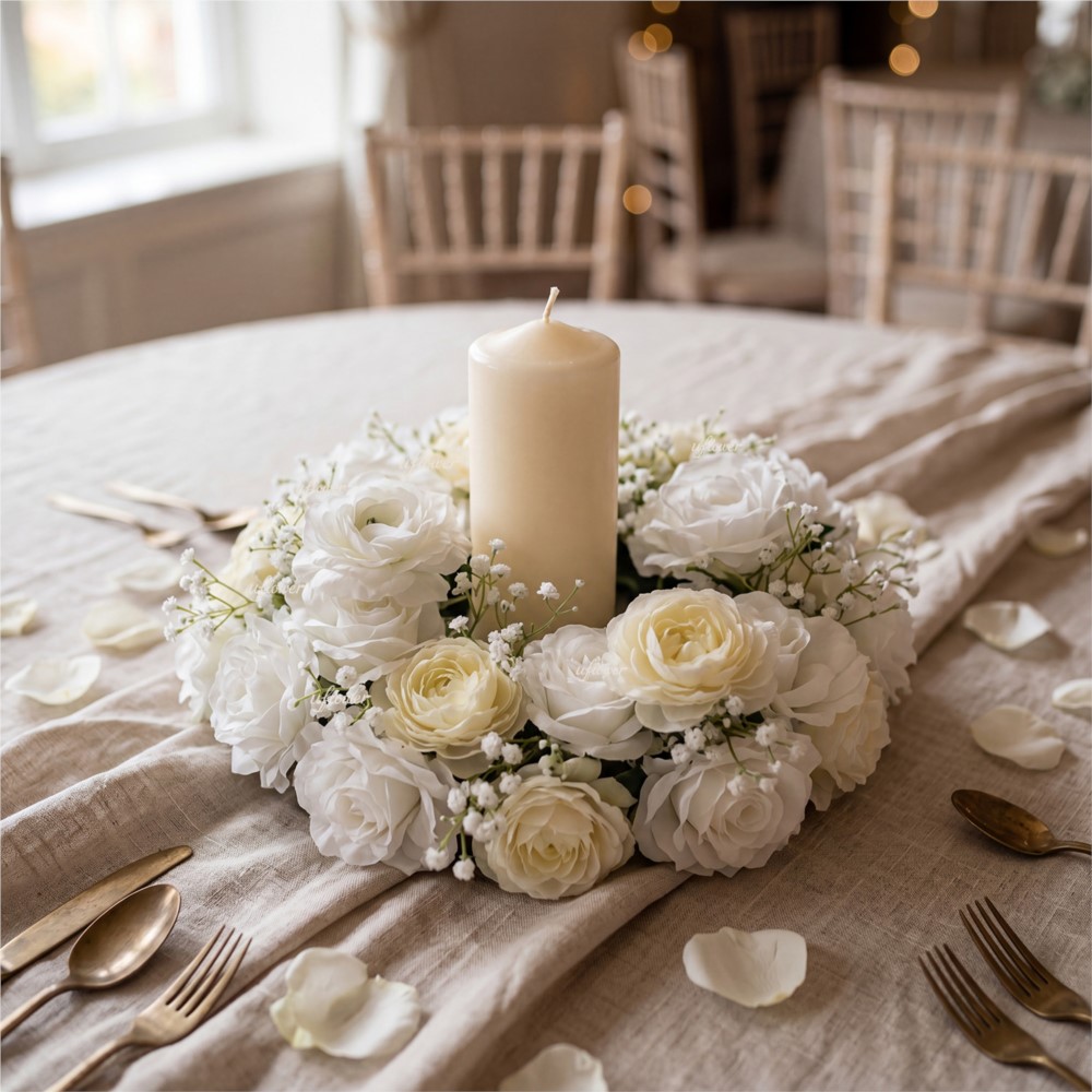 Uflower 화이트 수국 안개꽃 장미 화환 웨딩 테이 - Home Decor Garland 리뷰 및 가격