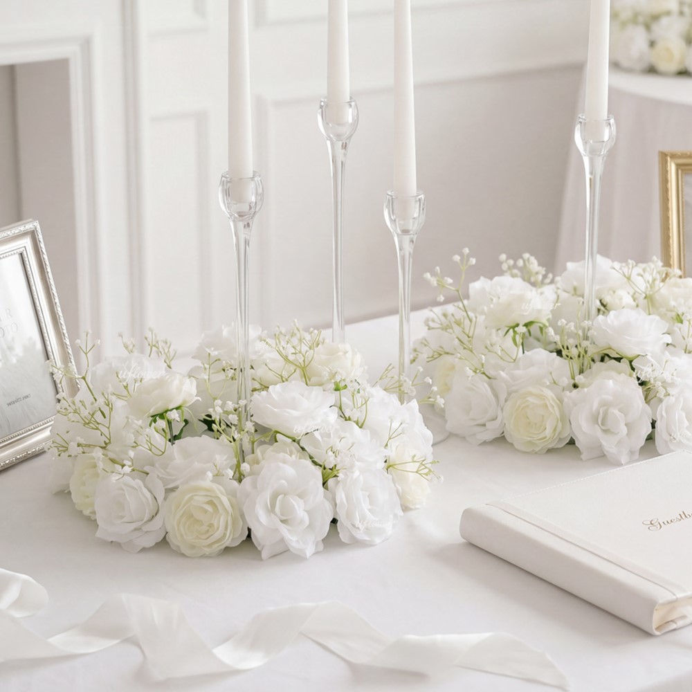 Uflower 화이트 수국 안개꽃 장미 화환 웨딩 테이 - Home Decor Garland 리뷰 및 가격