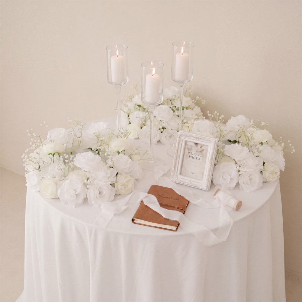 Uflower 화이트 수국 안개꽃 장미 화환 웨딩 테이 - Home Decor Garland 리뷰 및 가격