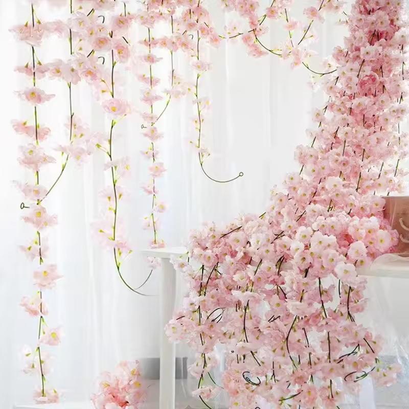 180cm 인조 벚꽃 화환 웨딩 아치 정원 배경 홈 파 - Home Decor Garland 리뷰 및 가격