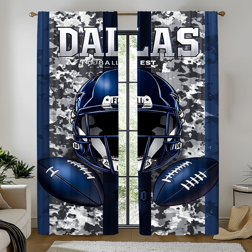 댈러스 풋볼 도어 커튼 2개, 블루 화이트 카모 헬멧  - Home Decor Dallas 리뷰 및 가격