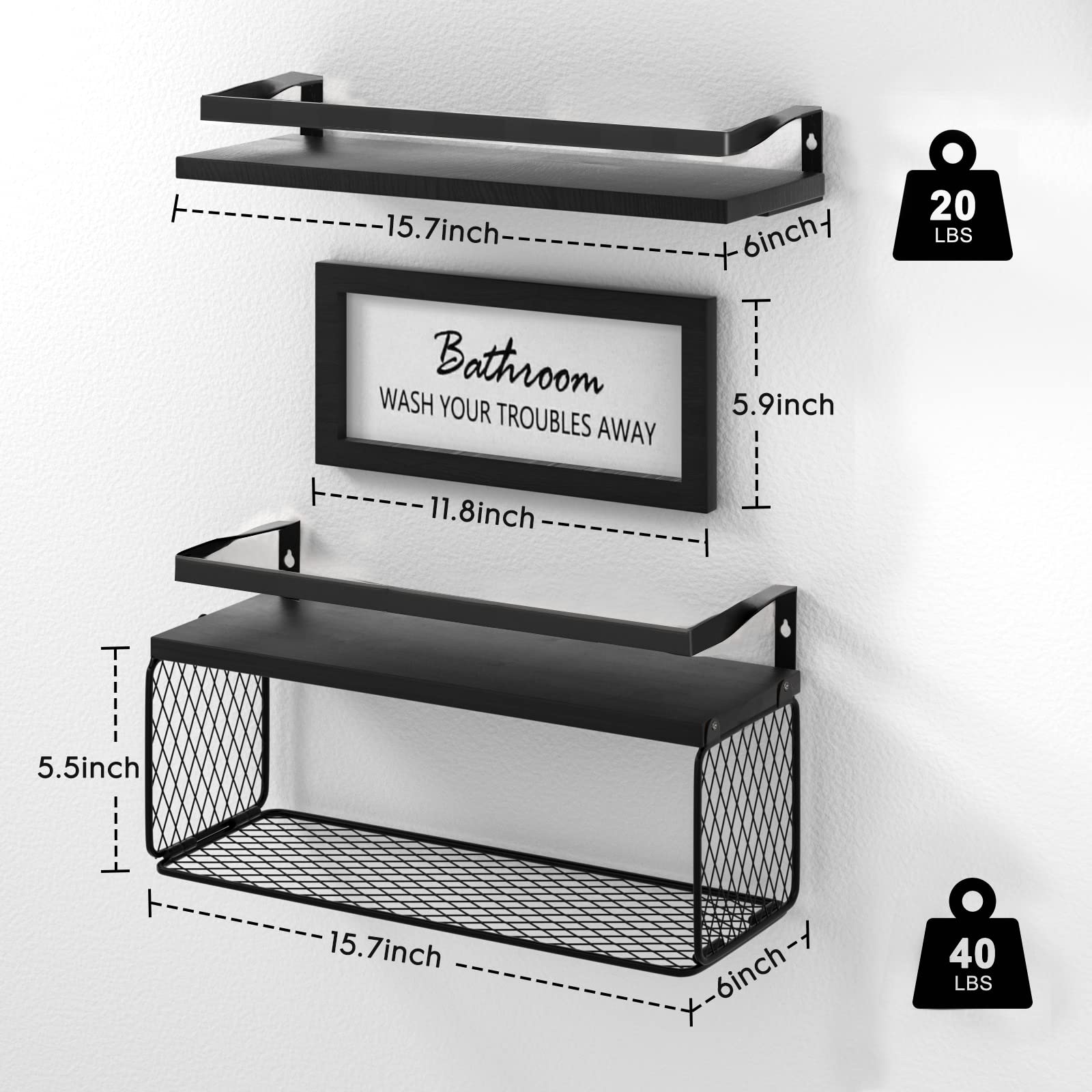 수납 바구니와 금속 가드레일이 있는 플로팅 선반, 벽  - Woven Wall Basket 리뷰 및 가격