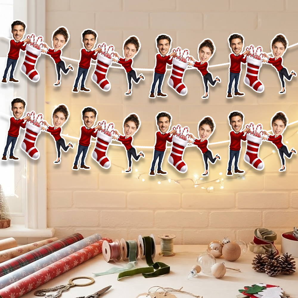 8/16/24PC 맞춤형 사진 크리스마스 스타킹 커플  - Home Decor Garland 리뷰 및 가격