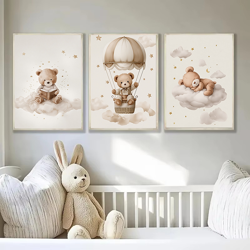 보헤미안 테디베어 동물 맞춤 아기 이름 유아방 캔버스  - Home Decor Wall Pictures 리뷰 및 가격